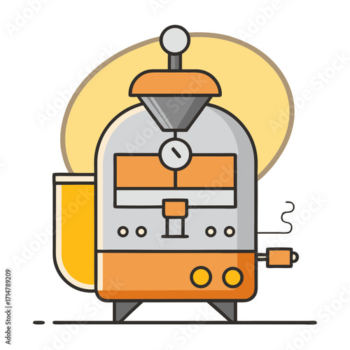 Modern coffee roaster machine with gauge and collection bin