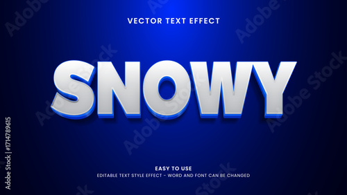 Editable text effect snowy 3d style premium vector