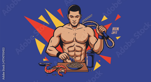 Muscular Man Preparing Healthy Meal Fitness, Nutrition, and Strength