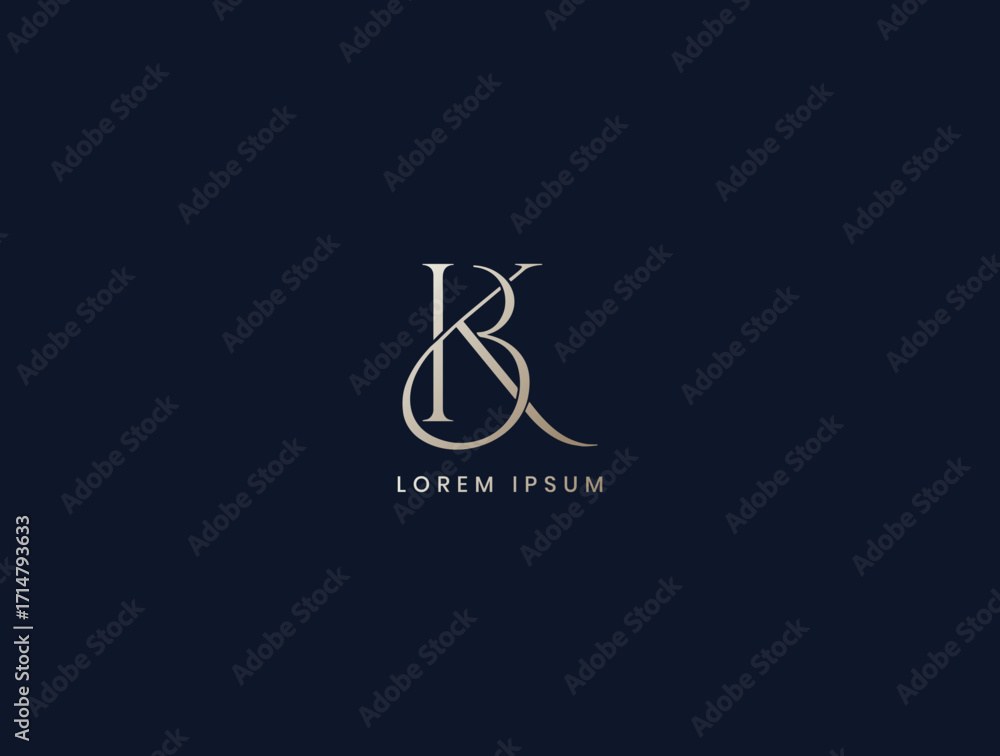 Fototapeta premium kb letter luxury monogram logo design, bk lettermark, bk business brand logo