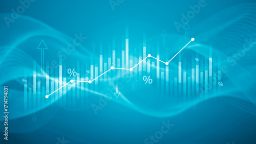 Stock market business and exchange financial growth graph. Business chart data graph diagram, business trading graph investment growth, global trend arrow up and down.