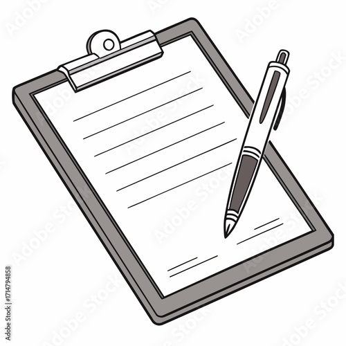 Clipboard with pen and paper for taking notes