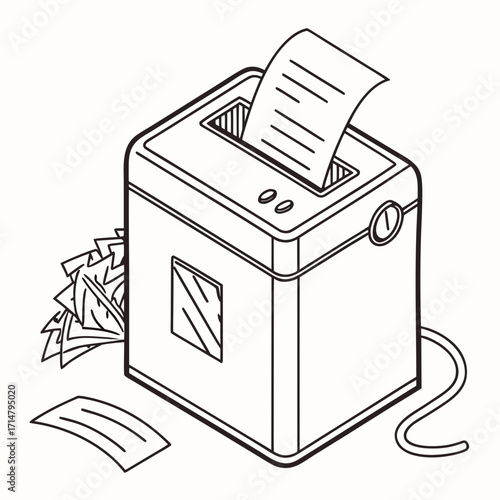 Black and white illustration of a paper shredder