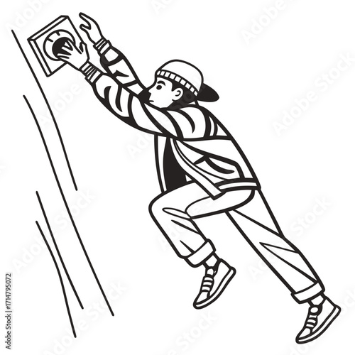 A person reaching for a wallmounted object