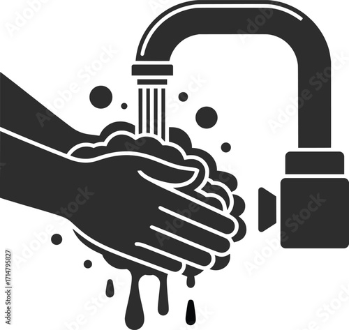 Hand Washing Soap Water Hygiene Clean Health Illustration.