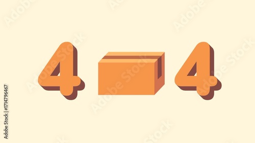 A quirky box-inspired 404 error page where the middle digit is replaced with a cardboard box, symbolizing misplaced or lost digital storage