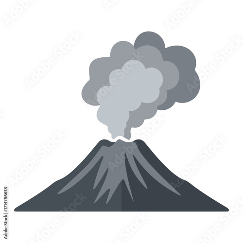 Volcano Eruption Illustration: A Detailed Vector Depiction of Geological Activity, Featuring Ash Clouds and Molten Rock, Ideal for Educational and Environmental Projects, Isolated on White