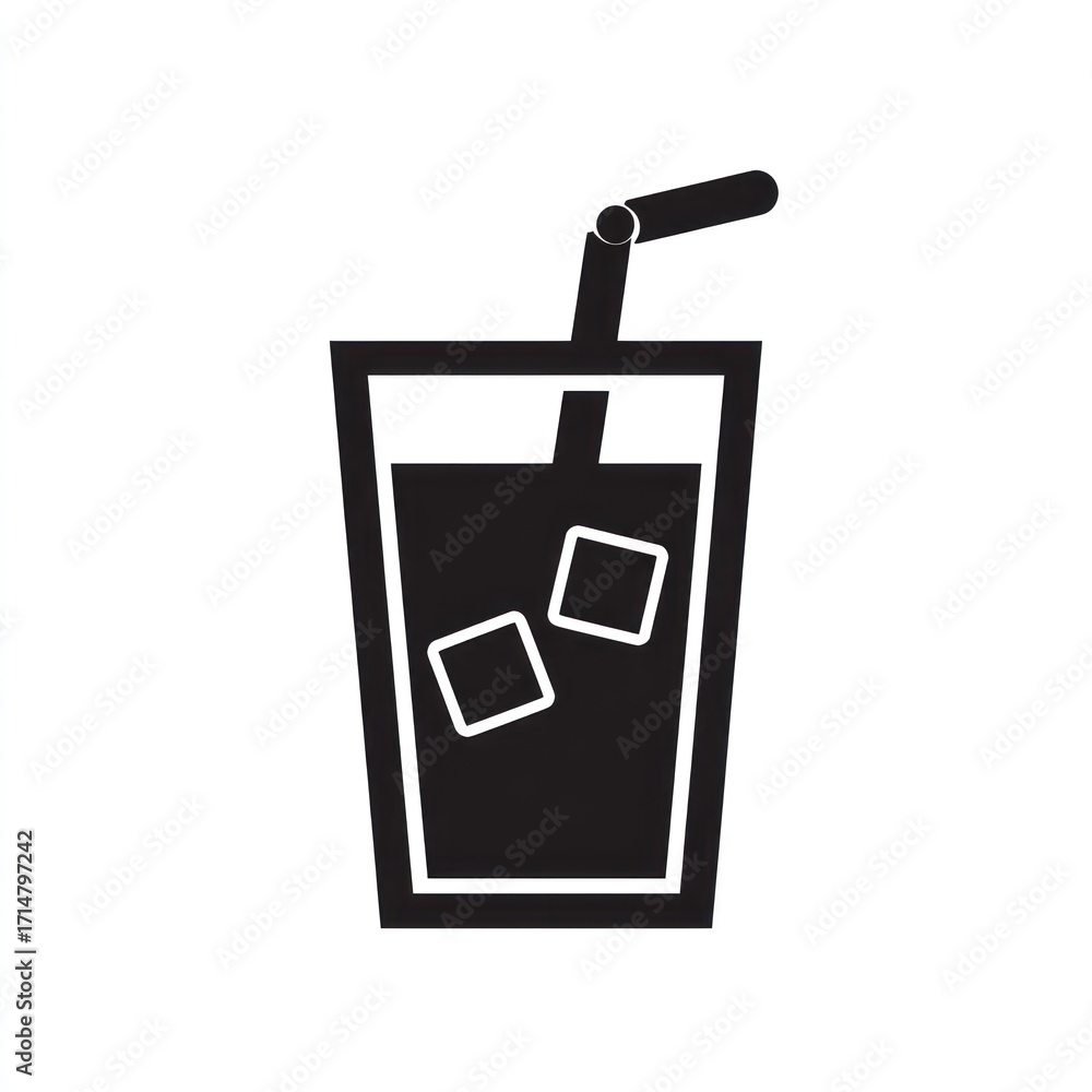 Obraz premium Glass of iced drink icon