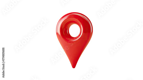 Free Download Bright red shiny location pin marker symbol with glossy 3D style, digital navigation map pointer illustration isolated on white background - GFXLoad