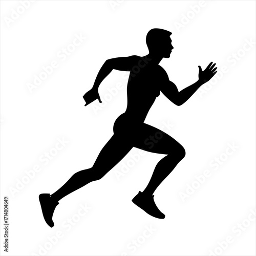 Silhouette of a man running fast isolated on transparent background