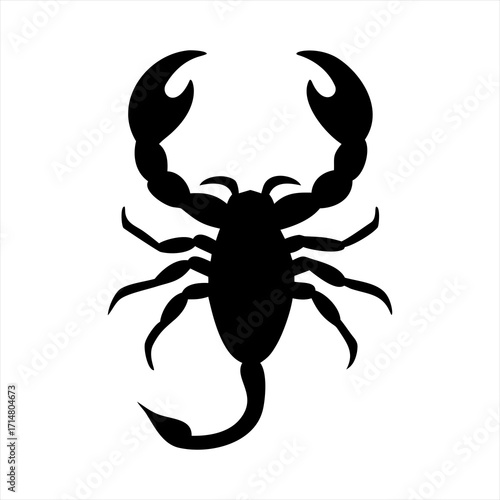 Black scorpion silhouette isolated on transparent background