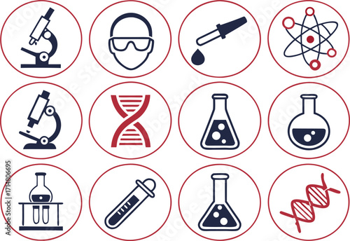 Science and research icons collection