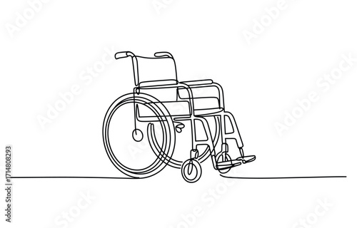 Wheelchair graphic art single line drawing artistic concept mobility aid for disabled persons and elderly vector