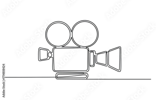 Classic film camera silhouette line art symbol for cinema and filmmaking production vector