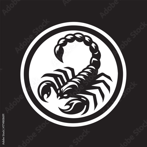 black and white scorpion vector logo