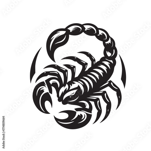 black and white scorpion vector logo