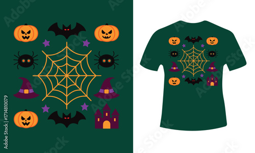 Spooky halloween night scene with a haunted house bats and a full moon perfect for festive decorations and party invitations