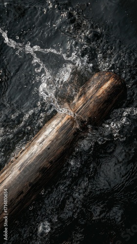 Wallpaper Mural Dark wood log in water splash Torontodigital.ca