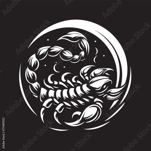 black and white scorpion vector logo