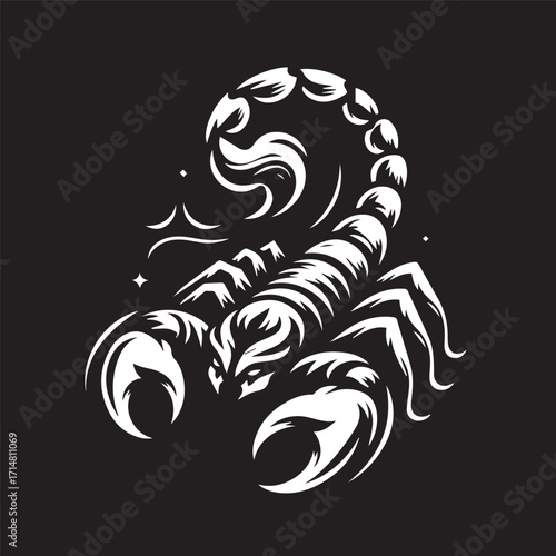 black and white scorpion vector logo
