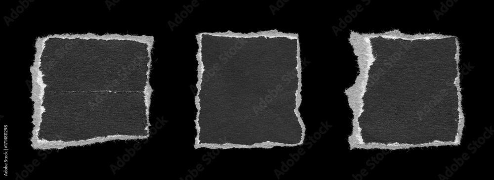 Fototapeta premium paper collage square scraps for dark theme layouts, black background 