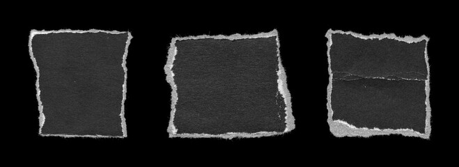 torn paper square textures set on black background

