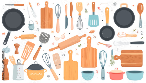Kitchen Utensils and Cookware Collection - Essential Tools for Culinary Creations.