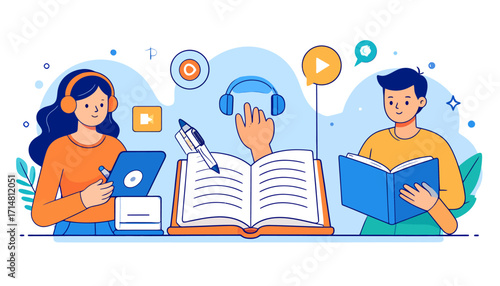 Modern and traditional learning methods for education and skill development.