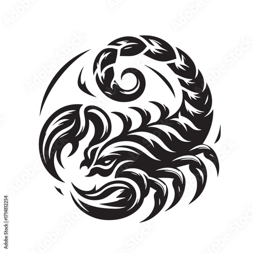 black and white scorpion vector logo