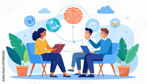 Team Collaboration and Brainstorming Session with Diverse Professionals.