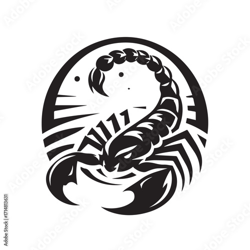 black and white scorpion vector logo
