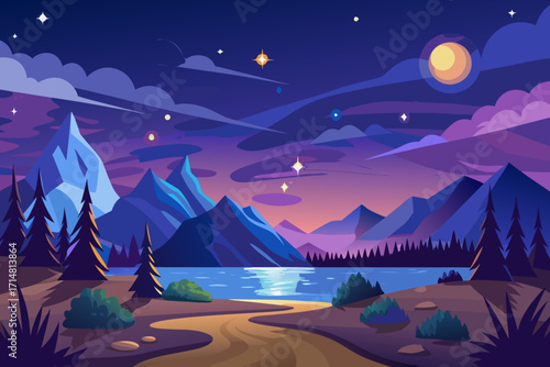 winter night landscape