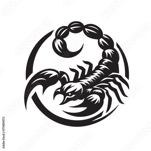 black and white scorpion vector logo