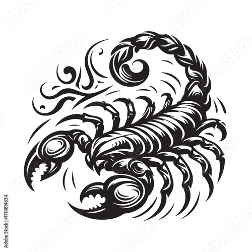 black and white scorpion vector logo