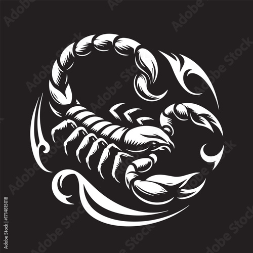 black and white scorpion vector logo