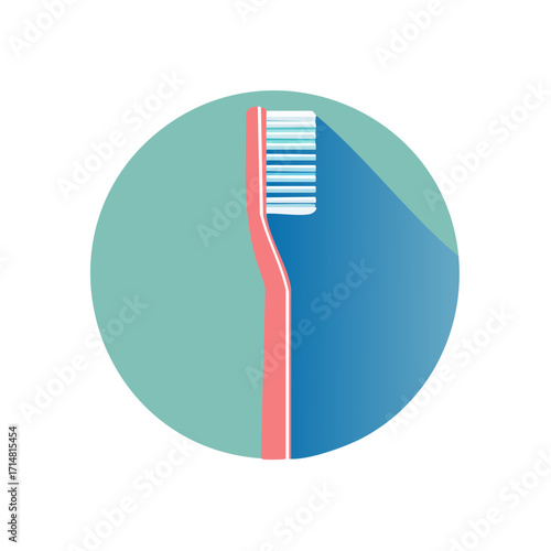 A graphic of a toothbrush against a blue and green background. It has soft bristles and is an essential part of dental hygiene