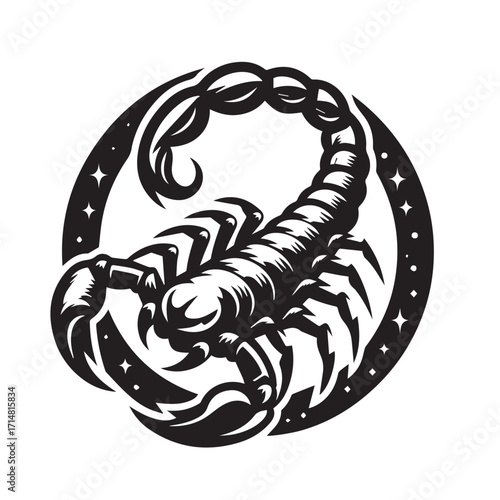 black and white scorpion vector logo