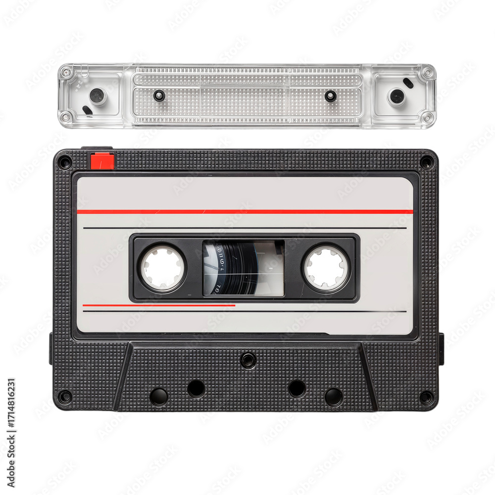 Fototapeta premium Vintage Cassette Tape Isolated on Transparent Background