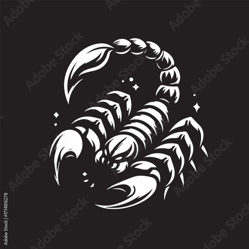 black and white scorpion vector logo
