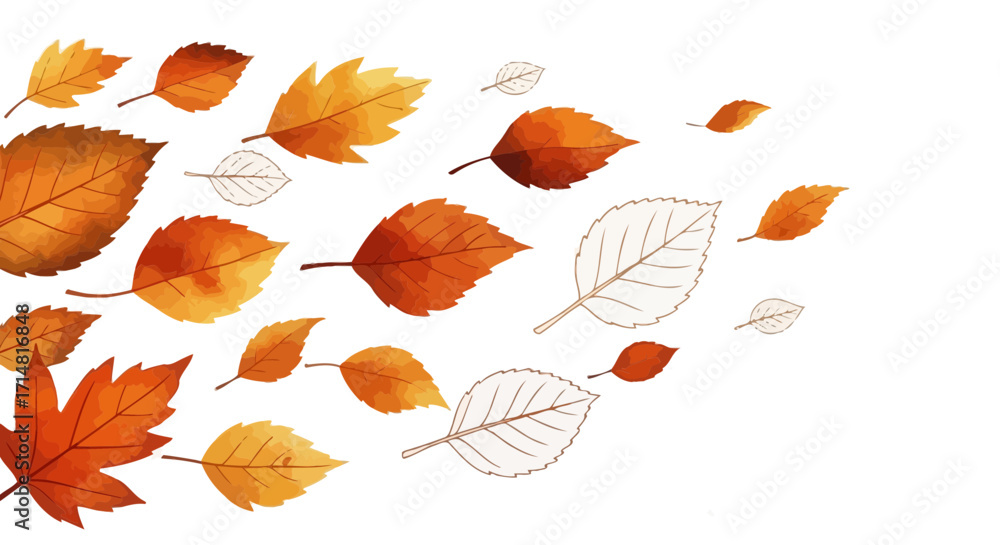 Obraz premium Colorful autumn leaves falling and swirling, creating a beautiful and dynamic seasonal pattern