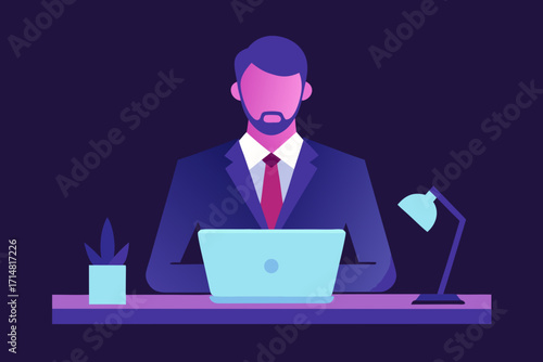 businessman working on laptop