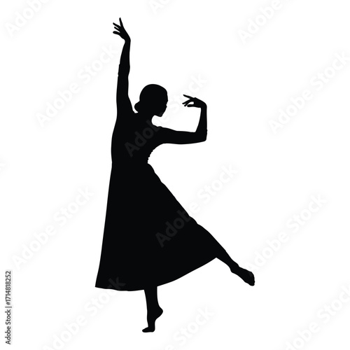 Elegant dancer captured in a dramatic black silhouette