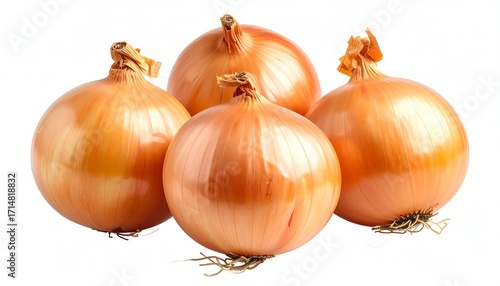 Wallpaper Mural Close-up view of three whole, fresh yellow onions arranged together against a plain white background. Torontodigital.ca