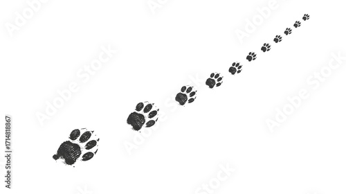 Tranquil Trail: A captivating array of delicate paw prints leads the viewer on an evocative journey, whispering tales of the wild.