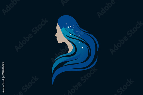 woman, hair, vector, face, illustration, silhouette, 
