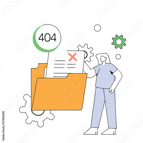 Business concept missing file 404 error page not found data retrieval problem