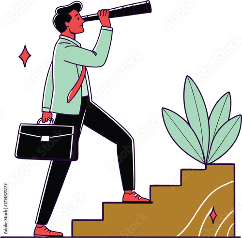 Businessman Career Growth and Future Vision Concept