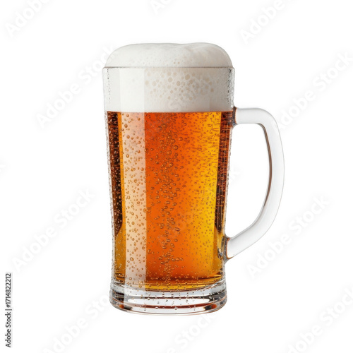 3d beer mug with foam isolated on transparent background