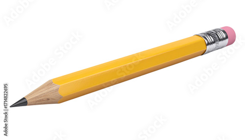 Yellow pencil on transparent background. PNG for graphic design, presentations, or education materials.