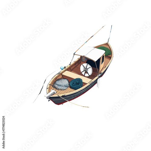 Nautical Fishing Boat Design Element Clip Art